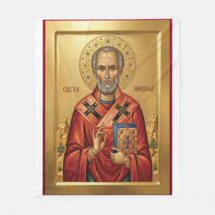 orthodoxe Ikone des Heiligen Nikolaus Fleecedecke