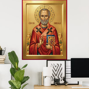 Orthodoxe Ikone des Heiligen Nikolaus Poster