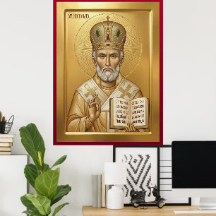 orthodoxe Ikone des Heiligen Nikolaus Poster
