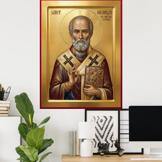Orthodoxe Ikone des Heiligen Nikolaus Poster (Heimbüro)