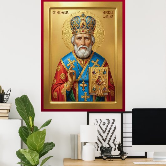Orthodoxe Ikone des Heiligen Nikolaus Poster (Heimbüro)