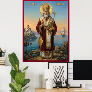Orthodoxe Ikone des Heiligen Nikolaus Poster