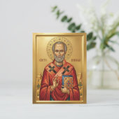 Orthodoxe Ikone des Heiligen Nikolaus Postkarte (Stehend Vorderseite)