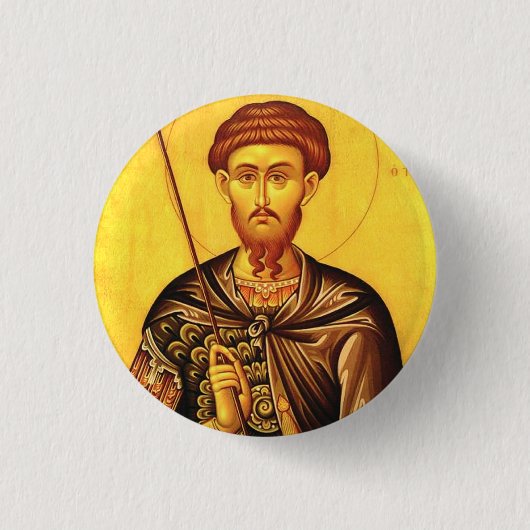 orthodoxe Ikone des heiligen Theodor Tiron Button (Vorderseite)