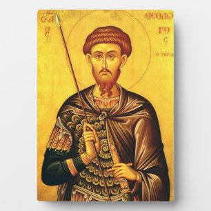 orthodoxe Ikone des Heiligen Theodor Tiron Fotoplatte