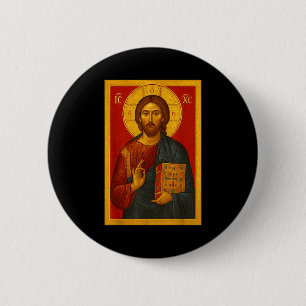 Orthodoxe Ikone Jesu Christi Pantokrator Button