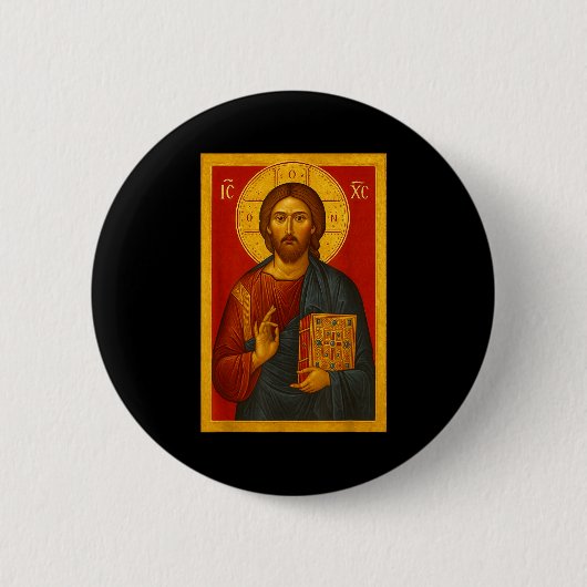 Orthodoxe Ikone Jesu Christi Pantokrator Button (Vorderseite)