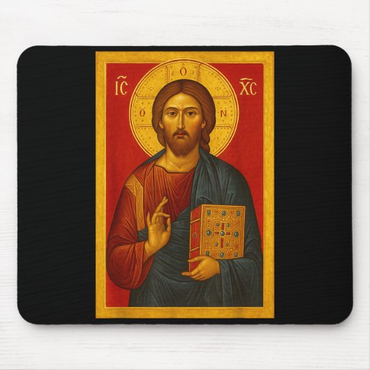 Orthodoxe Ikone Jesu Christi Pantokrator Mousepad (Vorne)