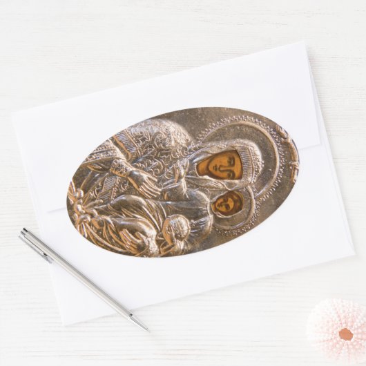 Orthodoxe Ikone Ovaler Aufkleber (Umschlag)