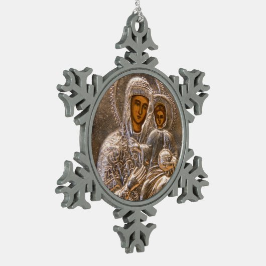 Orthodoxe Ikone Schneeflocken Zinn-Ornament (Links)