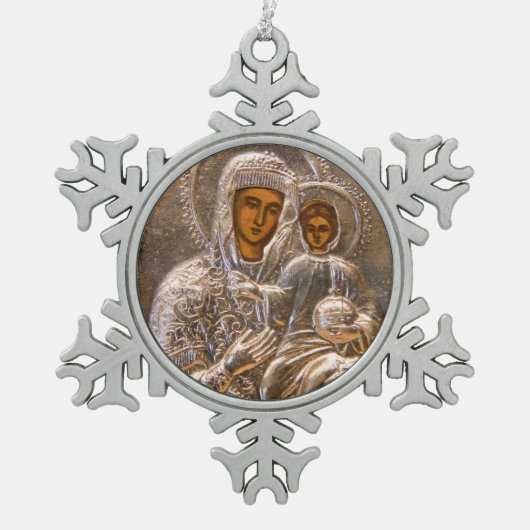 Orthodoxe Ikone Schneeflocken Zinn-Ornament (Vorderseite)