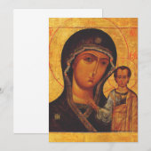Orthodoxe Ikone Unsere Liebe Frau von Kasan Einladung (Vorne/Hinten)