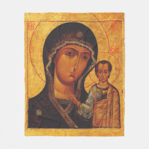 Orthodoxe Ikone Unsere Liebe Frau von Kasan Fleecedecke