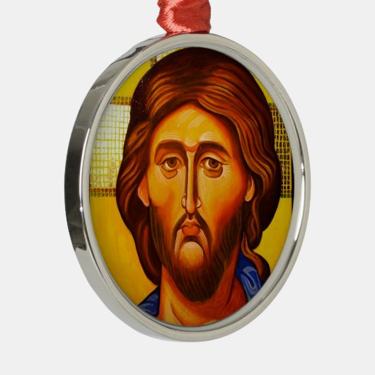 Orthodoxe Ikonen-Weihnachtsverzierung Silbernes Ornament (Rechts)