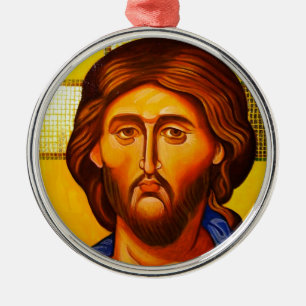 Orthodoxe Ikonen-Weihnachtsverzierung Silbernes Ornament