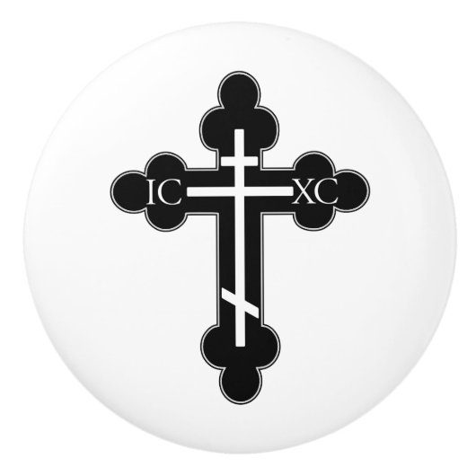 Orthodoxe Kreuz Keramikknauf (Vorderseite)
