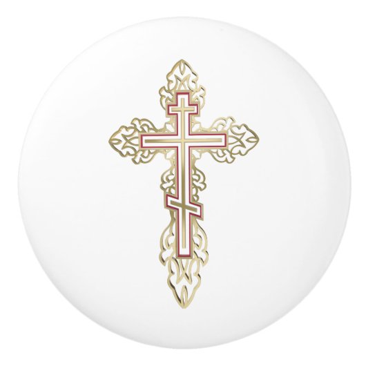 Orthodoxe Kreuz Keramikknauf (Vorderseite)