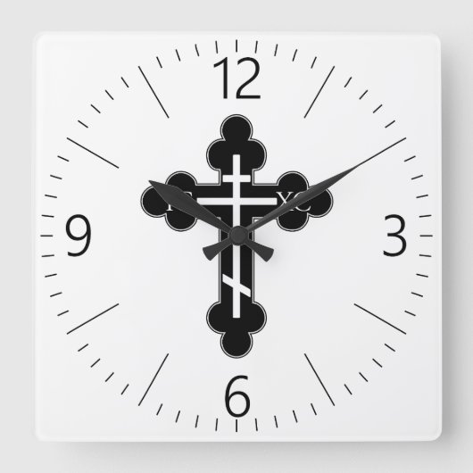 Orthodoxe Kreuz Quadratische Wanduhr (Vorderseite)