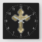 Orthodoxe Kreuz Quadratische Wanduhr (Vorderseite)