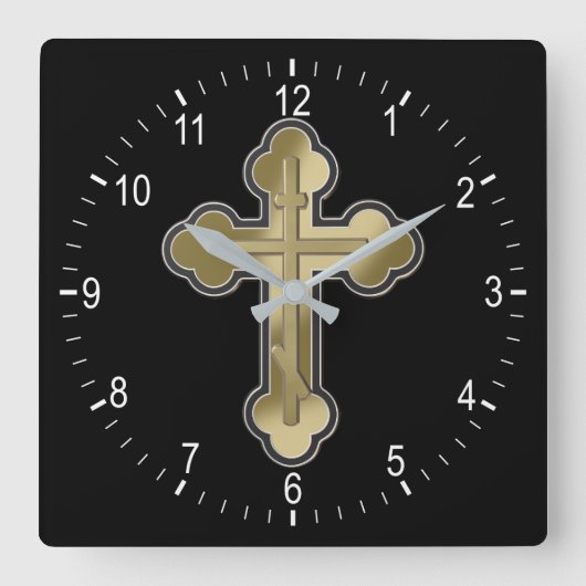 Orthodoxe Kreuz Quadratische Wanduhr (Vorderseite)