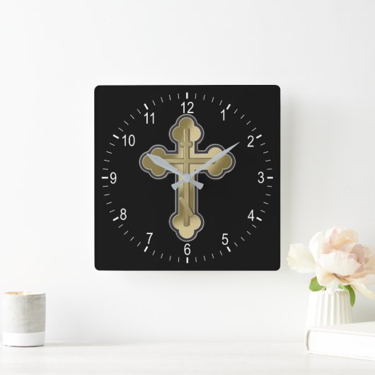 Orthodoxe Kreuz Quadratische Wanduhr (Zuhause)