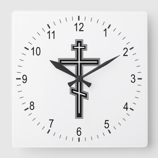 Orthodoxe Kreuz Quadratische Wanduhr (Vorderseite)