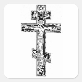 Orthodoxe Kreuz Quadratischer Aufkleber