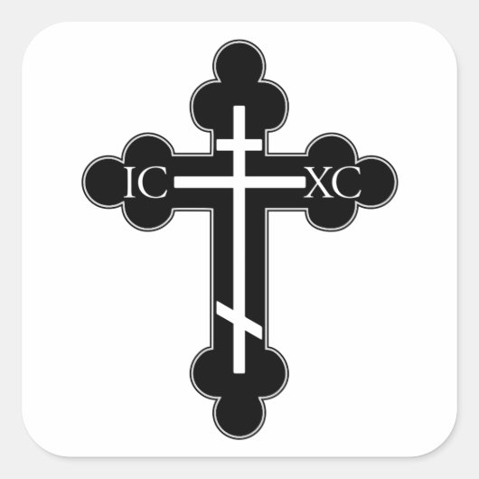 Orthodoxe Kreuz Quadratischer Aufkleber (Vorderseite)