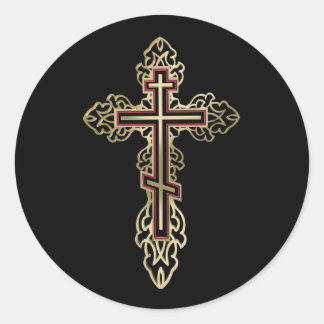Orthodoxe Kreuz Runder Aufkleber