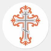 Orthodoxe Kreuz Runder Aufkleber (Vorderseite)