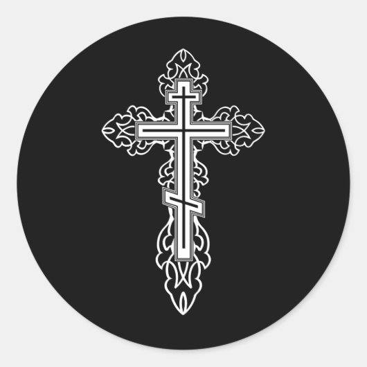 Orthodoxe Kreuz Runder Aufkleber (Vorderseite)