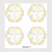 Orthodoxes Cross Gold mit Ornamenten Aufkleber (Blatt)