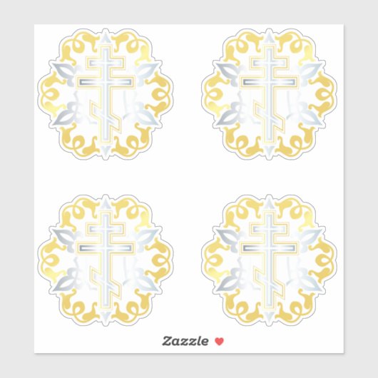 Orthodoxes Cross Gold mit Ornamenten Aufkleber (Blatt)