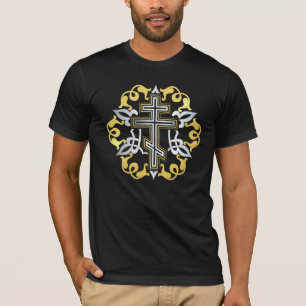 Orthodoxes Cross Gold mit Ornamenten T-Shirt