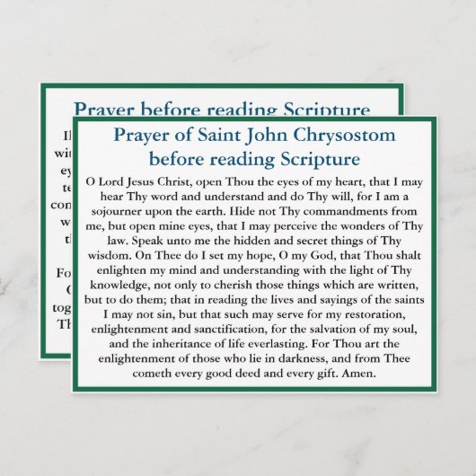 Orthodoxes Gebet vor dem Lesen der Schriftenkarte Postkarte (Vorne/Hinten)