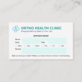 Orthopädie-Klinik | Saubere Ernennung Visitenkarte (Rückseite)