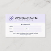 Orthopädie-Klinik | Saubere Ernennung Visitenkarte (Rückseite)