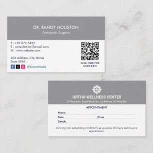 Orthopädie-Klinik   Saubere Ernennung Visitenkarte