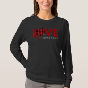 Orthopädie Krankenschwester Kariert Rote Liebe Her T-Shirt