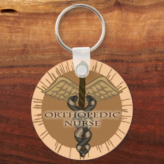 Orthopädie Nurse Caduceus rund Schlüsselanhänger (Vorderseite)