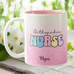 Orthopädie Ortho RN Nurse Pink Glitzer Zweifarbige Tasse