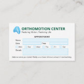 Orthopädie Physikalische Therapie | Moderne Ernenn Visitenkarte (Rückseite)