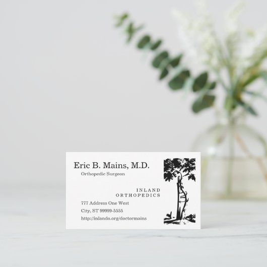 Orthopädischer Chirurg-gekrümmter Baum Visitenkarte (Stehend Vorderseite)