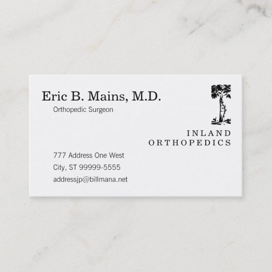 Orthopädischer Chirurg-gekrümmter Baum Visitenkarte (Vorderseite)