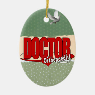 ORTHOPAEDIST LOGO BIG RED DOCTOR KERAMIKORNAMENT