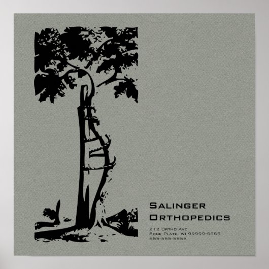 Orthopedic Crooked Tree Gray Faux Flannel Poster (Vorne)