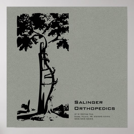 Orthopedic Crooked Tree Gray Faux Flannel Poster (Vorne)