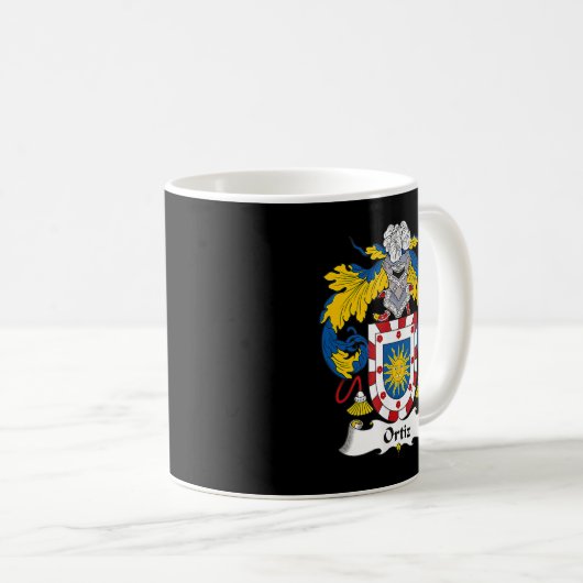 Ortiz Coat of Arms Familienwappen Kaffeetasse (VorderseiteRechts)