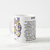 Ortiz Familienwappen auf einer Tasse (Vorderseite Links)