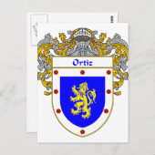 Ortiz-Wappen (mantled) Postkarte (Vorne/Hinten)